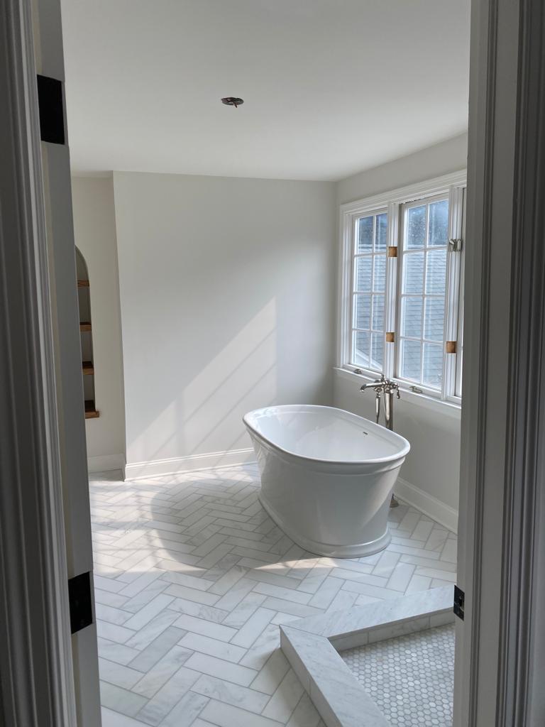 Freestanding tub bathroom remodel by Rome Leite Home Improvement in Danbury, CT