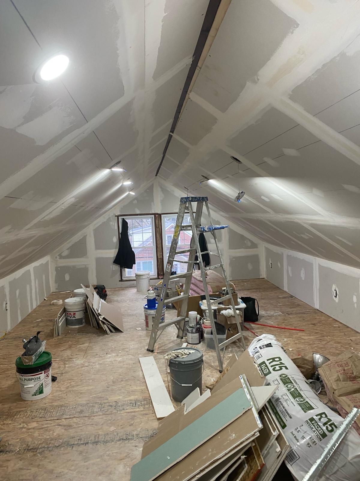 Attic conversion in progress by Rome Leite Home Improvement
