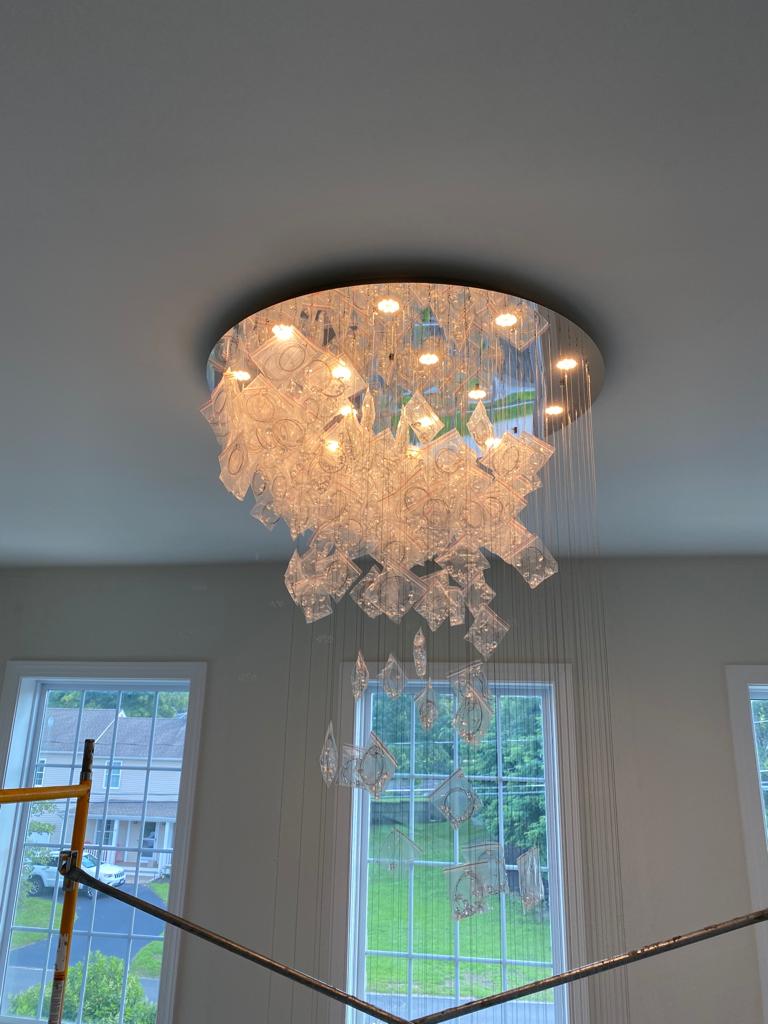 Custom chandelier installation by Rome Leite Home Improvement in Danbury, CT