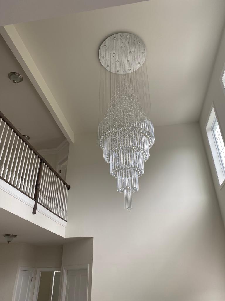 Foyer chandelier installation by Rome Leite Home Improvement in Danbury, CT